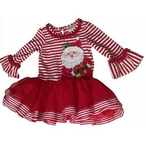 Rare Too Baby Girls Toddler 12M Santa Clause Holiday Christmas Shirt Dress